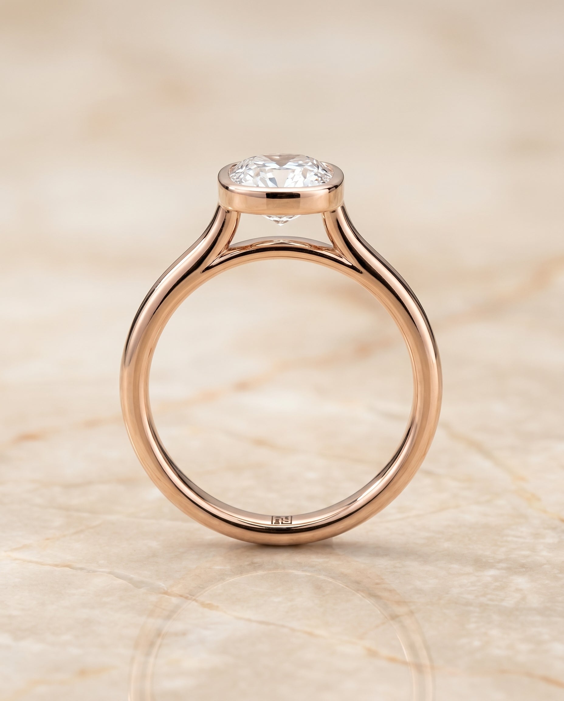 The Duran setting for cushion diamonds, made to order in 14K Rose Gold | RockHer