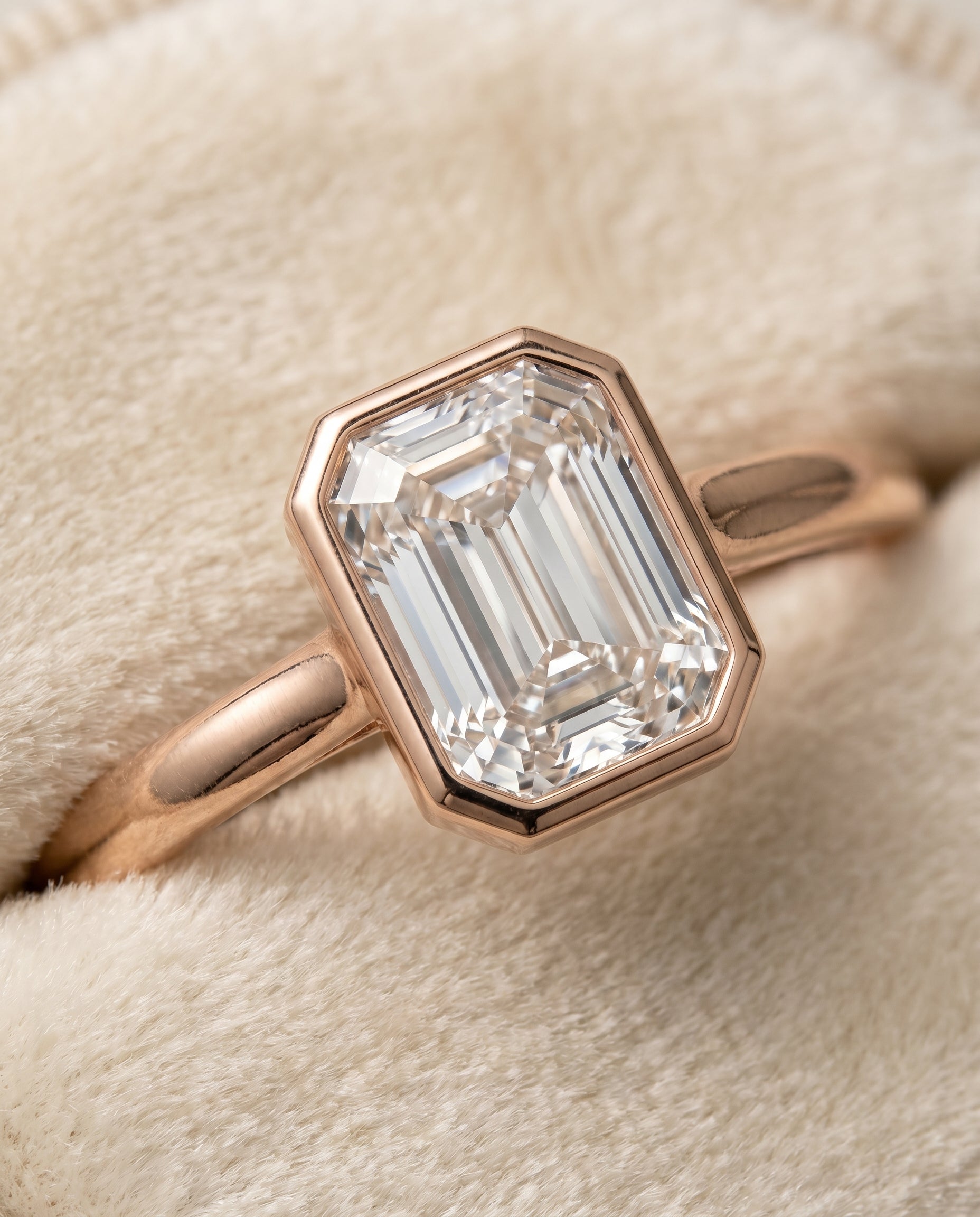 14K Rose Gold band of The Duran emerald engagement ring setting | RockHer