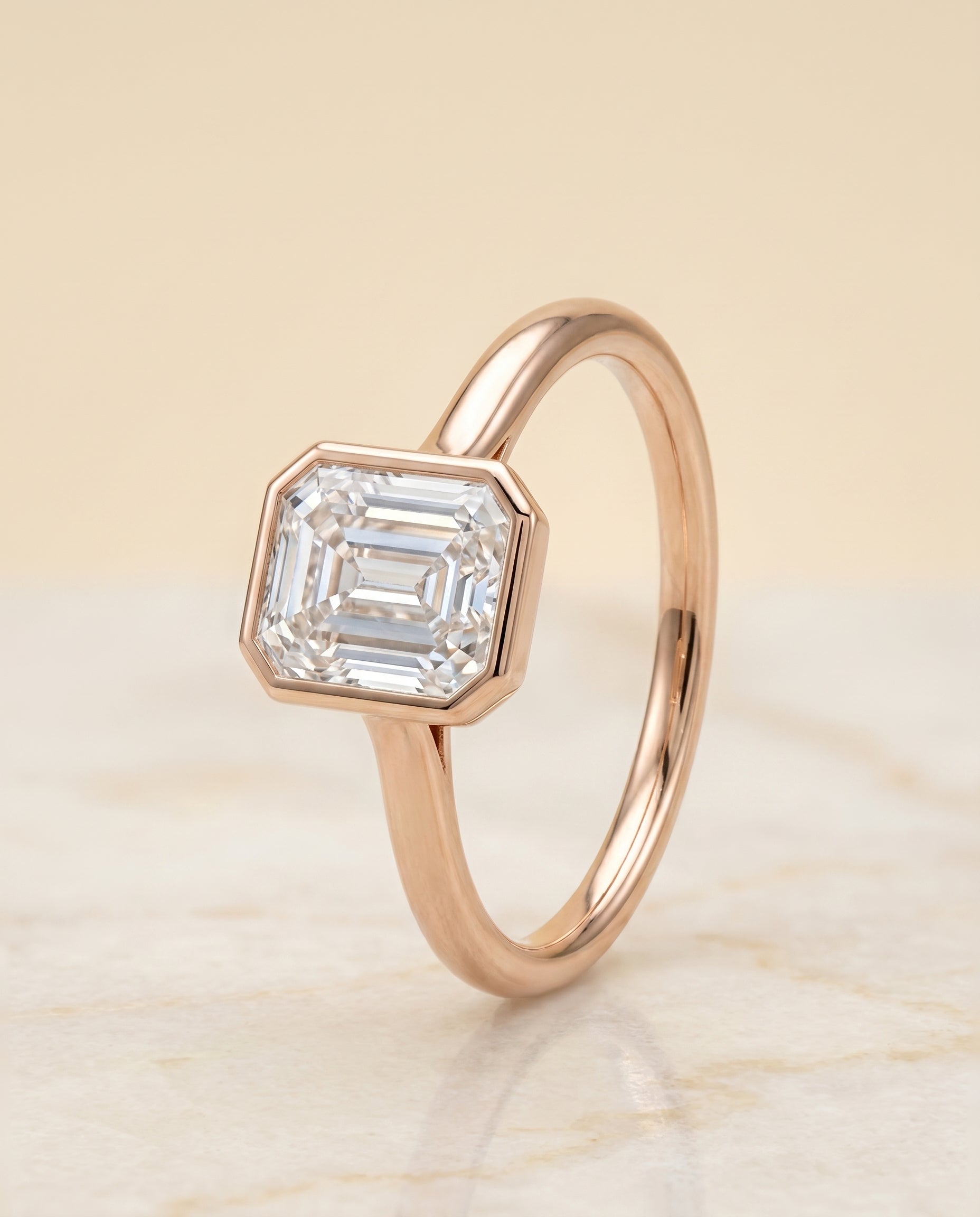The Duran setting for emerald diamonds, made to order in 14K Rose Gold | RockHer