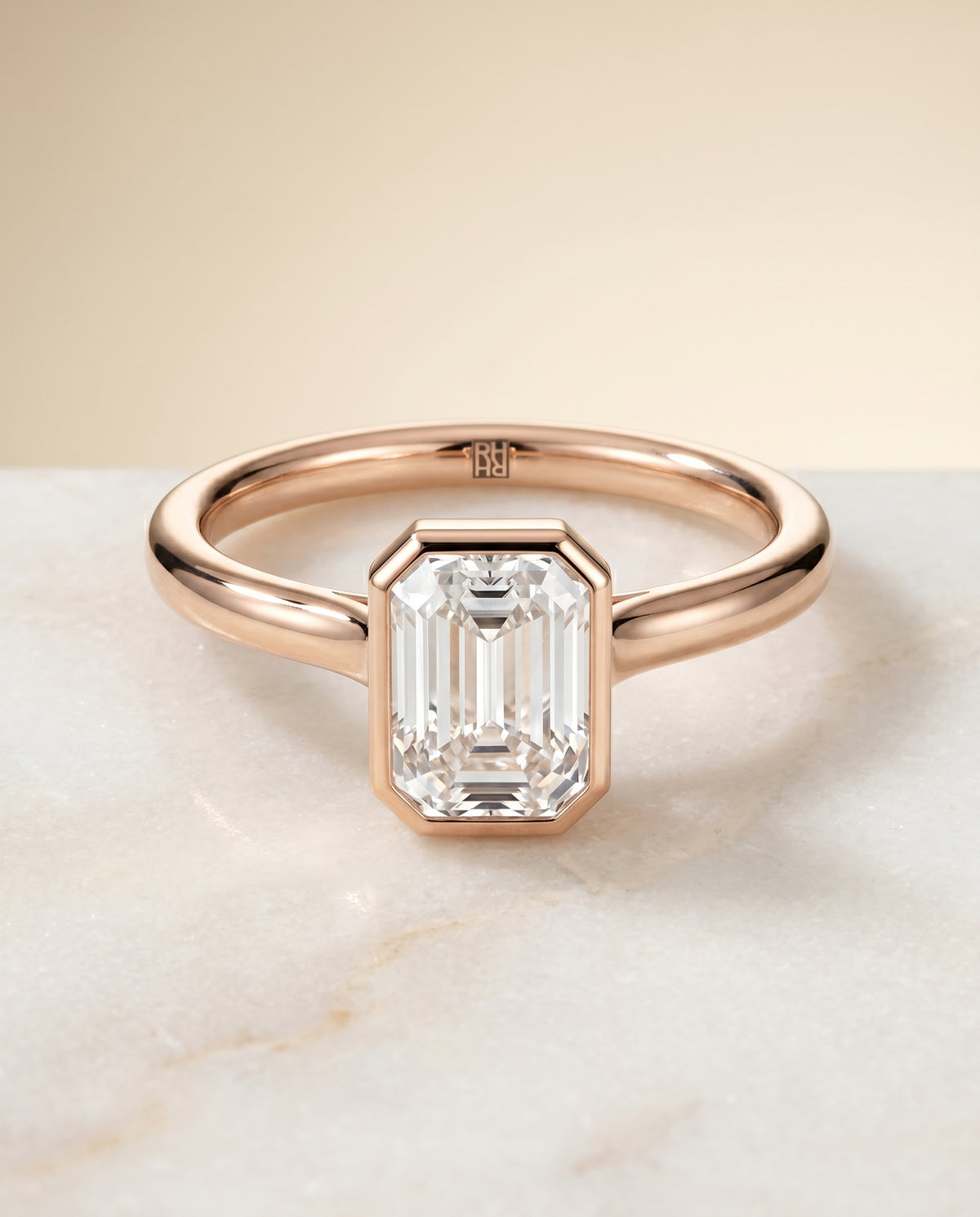 The Duran emerald engagement ring setting in 14K Rose Gold | RockHer