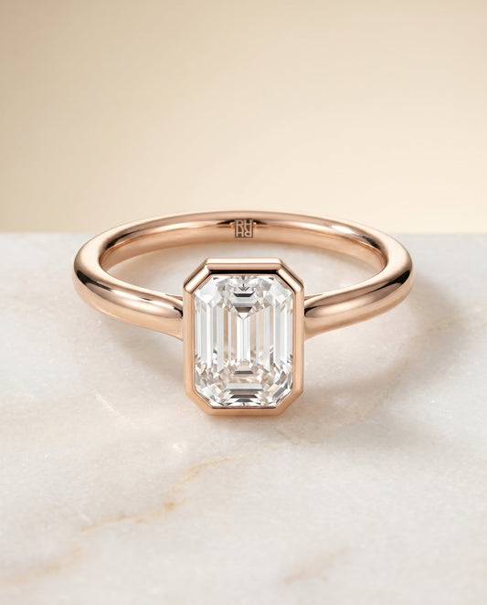 The Duran Select Simple Bezel Solitaire Engagement Ring with Lab Diamond in 14K Rose Gold - view 1