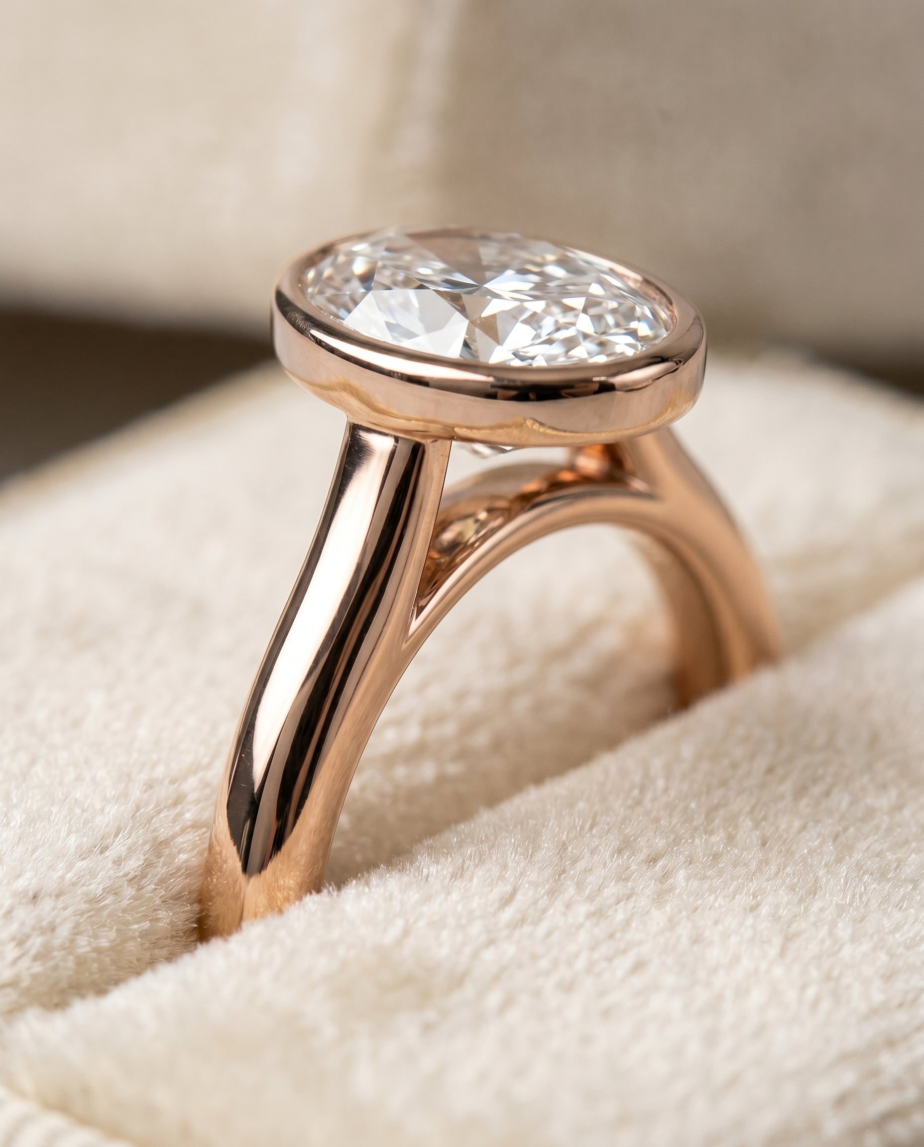 14K Rose Gold band of The Duran oval engagement ring setting | RockHer