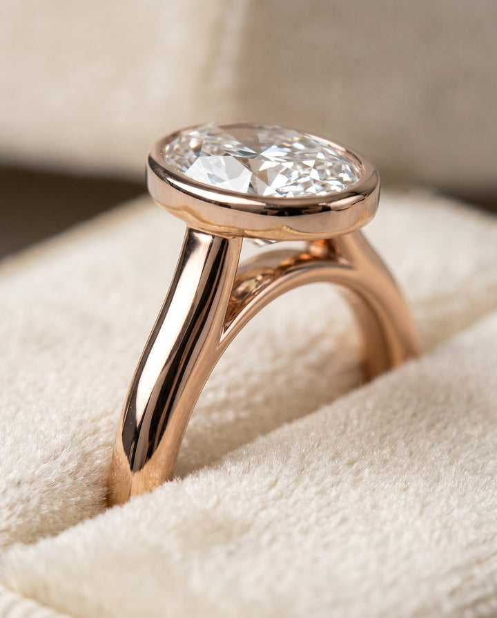 The Duran Select Simple Bezel Solitaire Engagement Ring with Lab Diamond in 14K Rose Gold - view 4