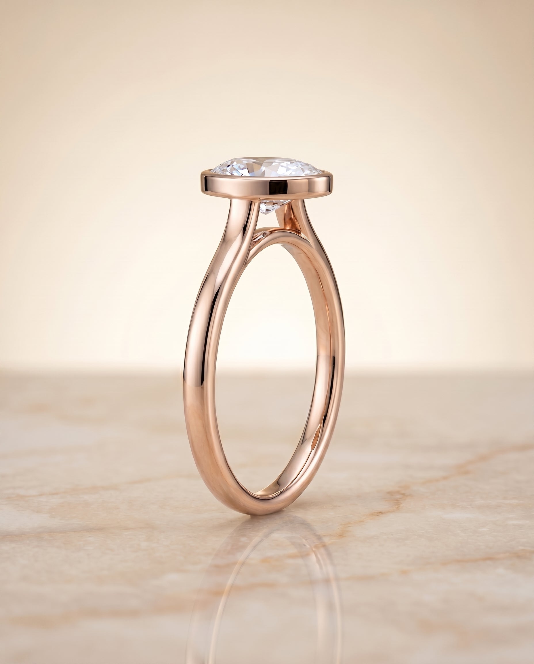 The Duran setting for oval diamonds, made to order in 14K Rose Gold | RockHer