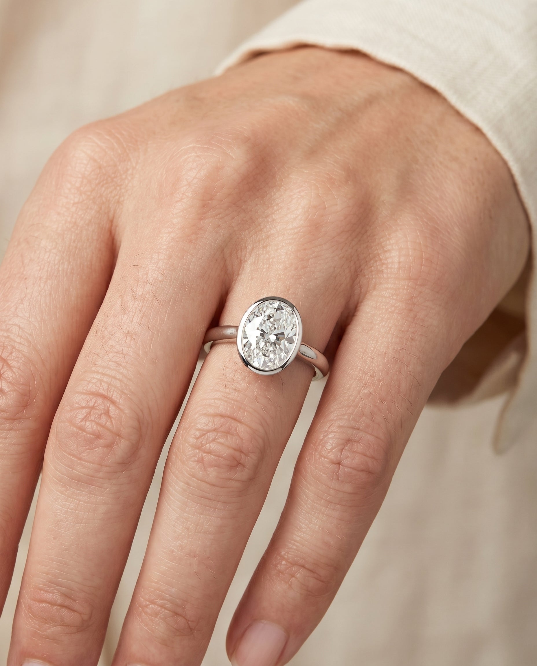 The Duran engagement ring setting in Platinum, simple bezel solitaire design | RockHer