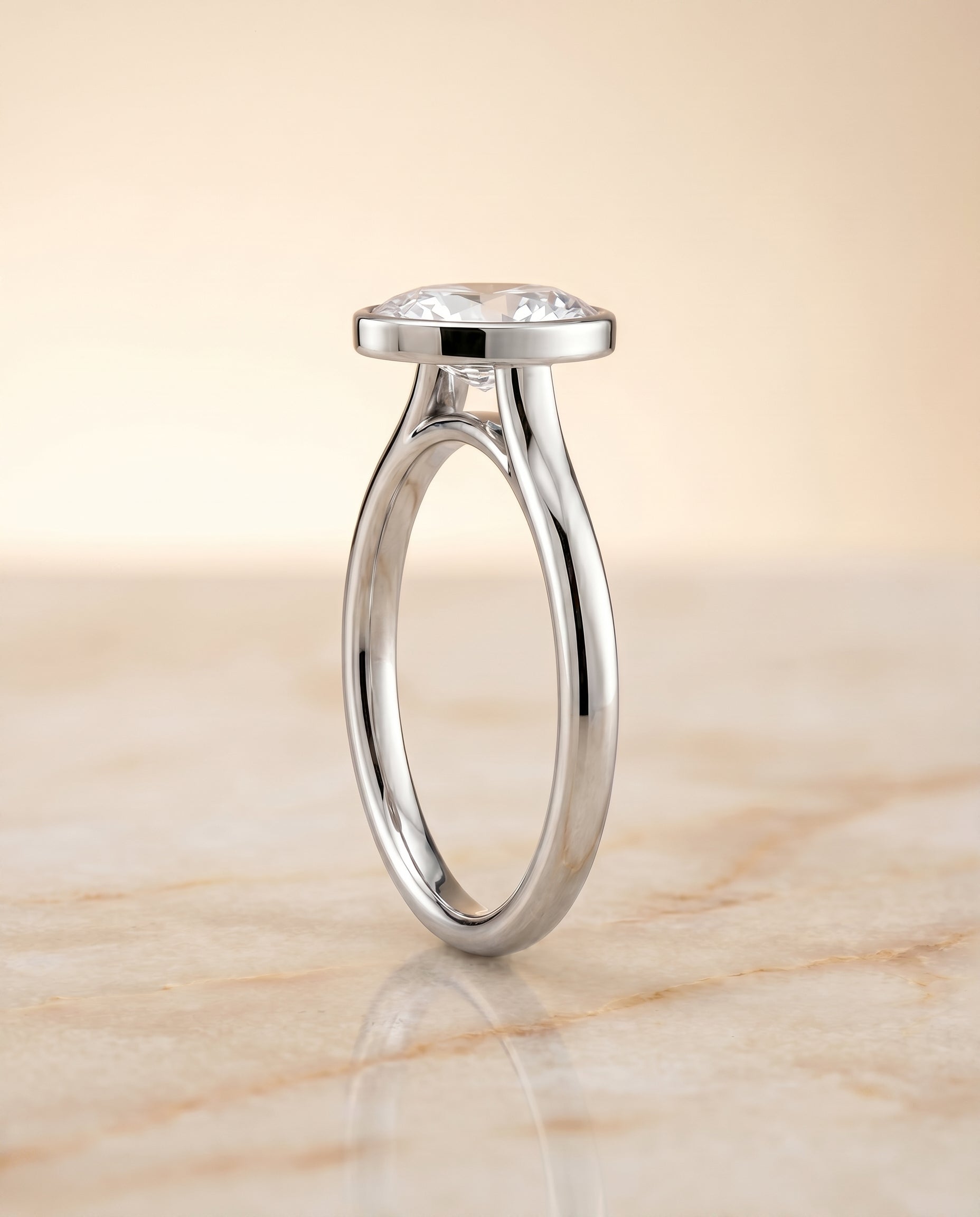 The Duran setting for oval diamonds, made to order in Platinum | RockHer