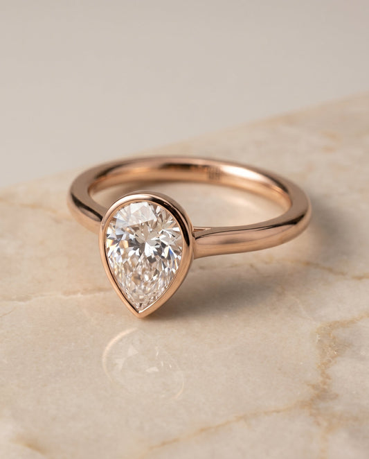 The Duran Select Simple Bezel Solitaire Engagement Ring with Lab Diamond in 14K Rose Gold - view 1