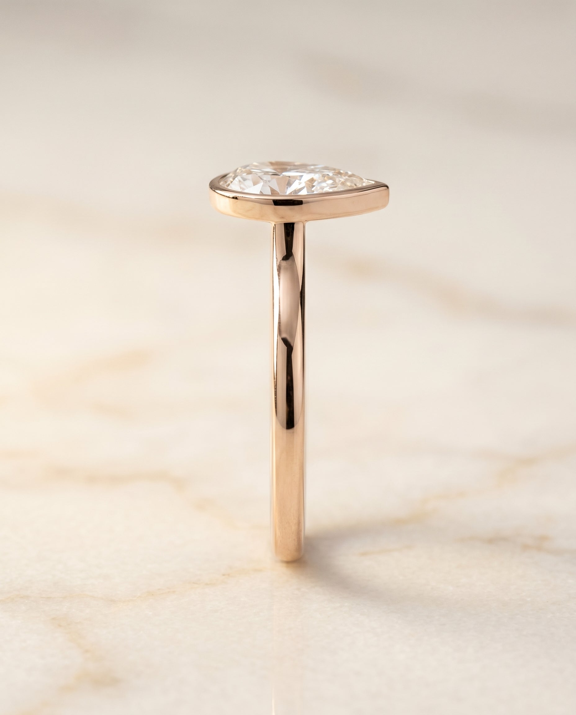 The Duran setting for pear diamonds, made to order in 14K Rose Gold | RockHer