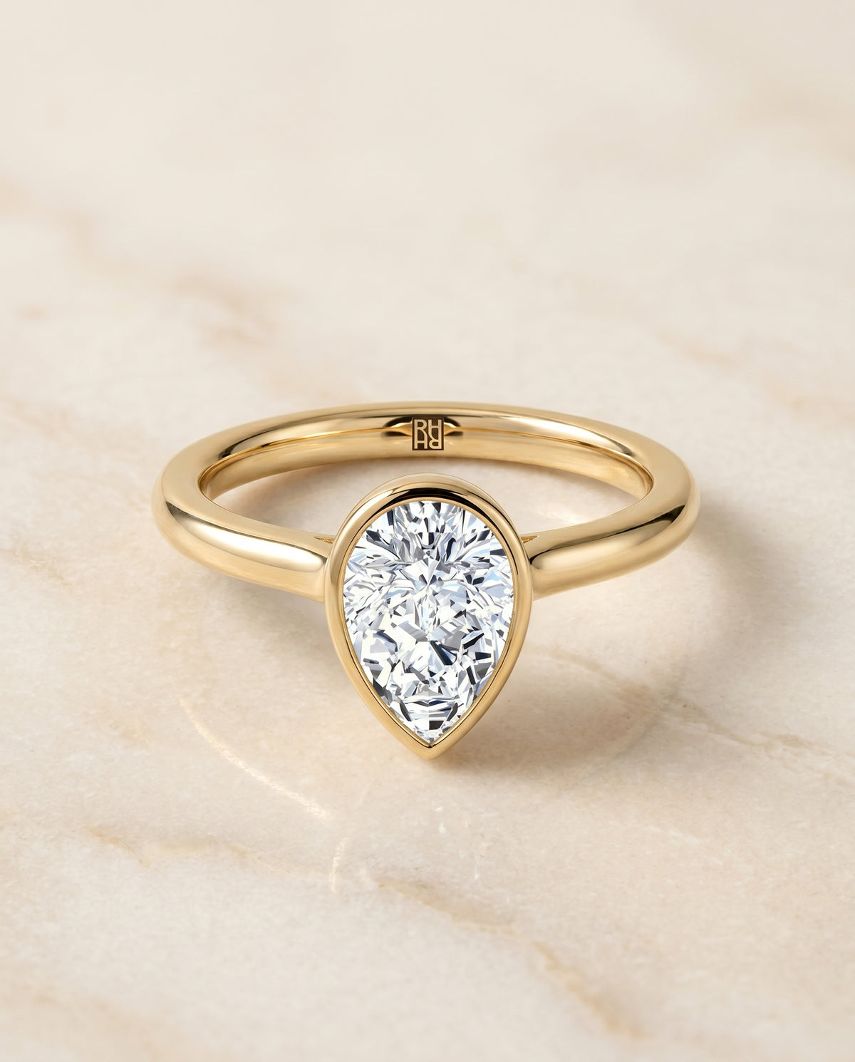 The Duran pear engagement ring setting in 18K Yellow Gold | RockHer