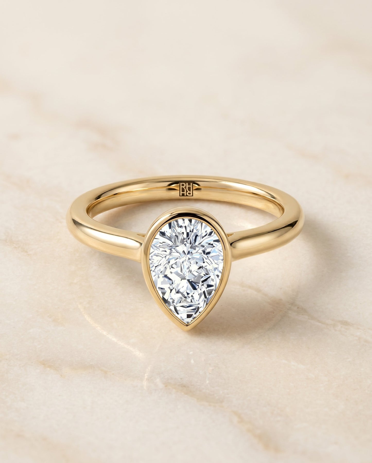 The Duran Select Simple Bezel Solitaire Engagement Ring with Lab Diamond in 18K Yellow Gold - view 1