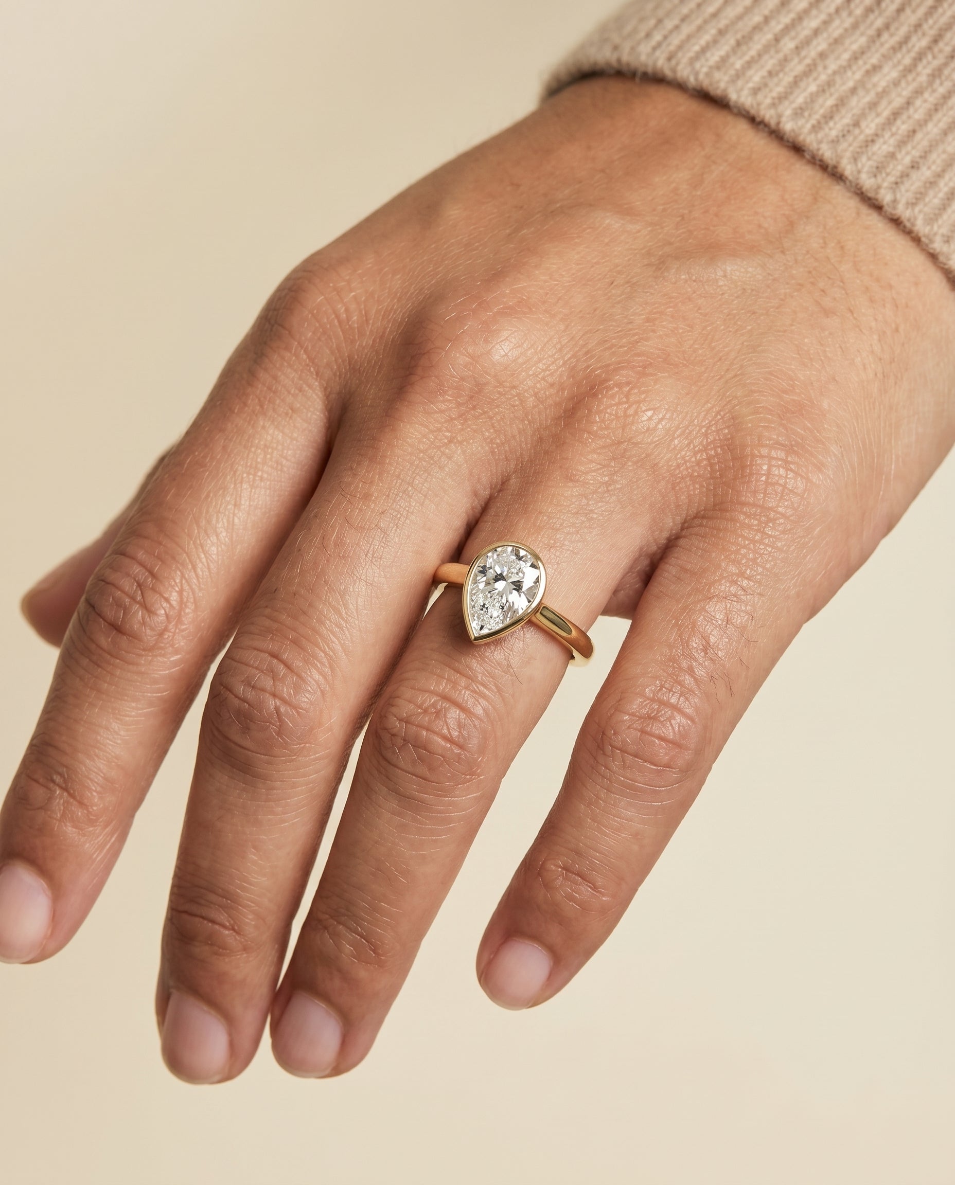 The Duran engagement ring setting in 18K Yellow Gold, simple bezel solitaire design | RockHer