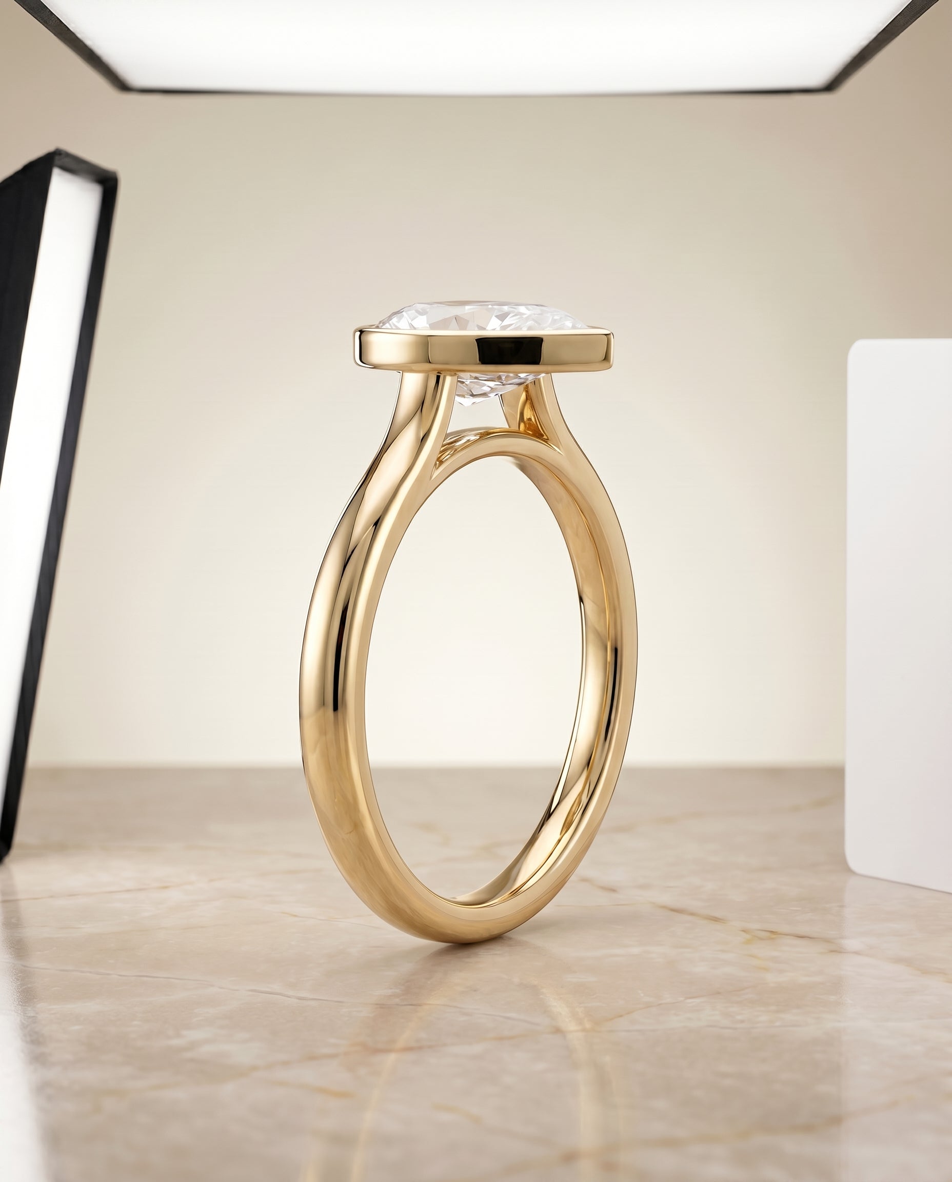 The Duran setting for pear diamonds, made to order in 18K Yellow Gold | RockHer