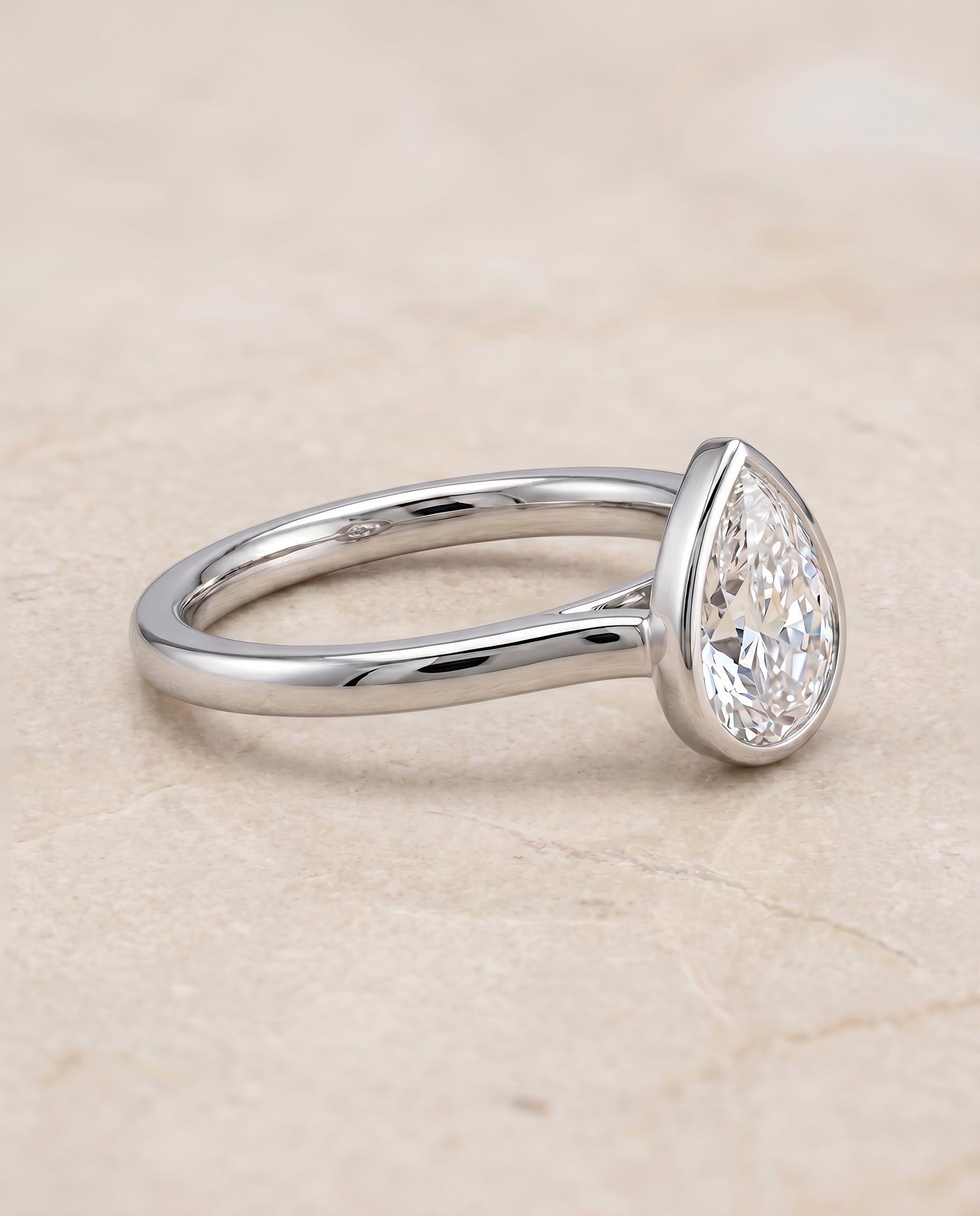 The Duran setting for pear diamonds, made to order in Platinum | RockHer