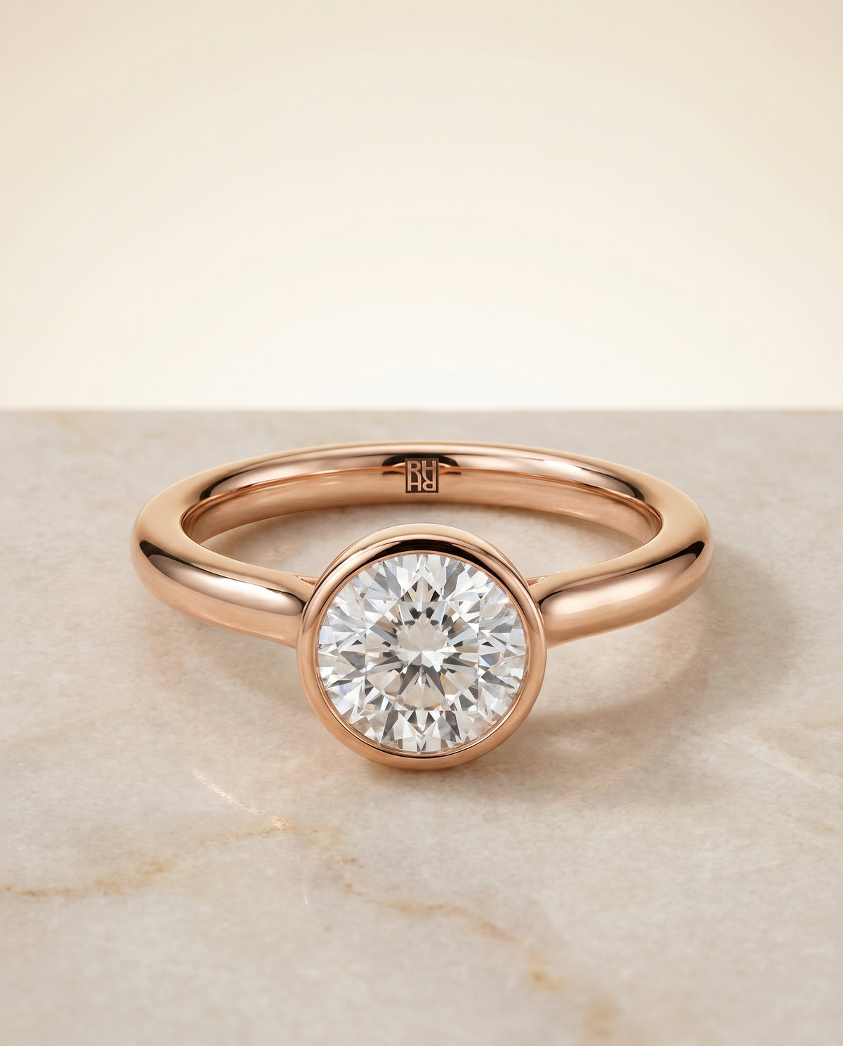The Duran round engagement ring setting in 14K Rose Gold | RockHer