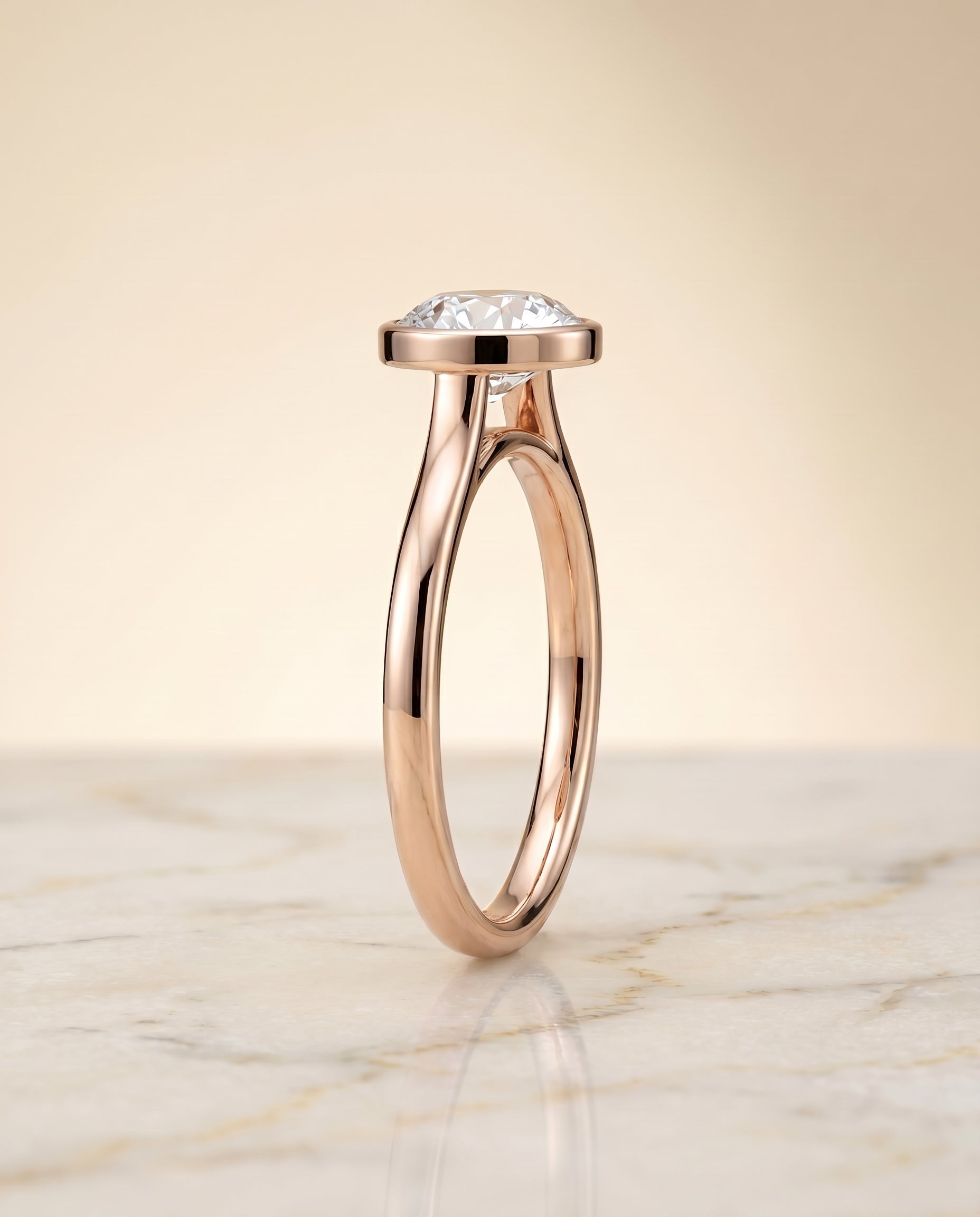 The Duran setting for round diamonds, made to order in 14K Rose Gold | RockHer