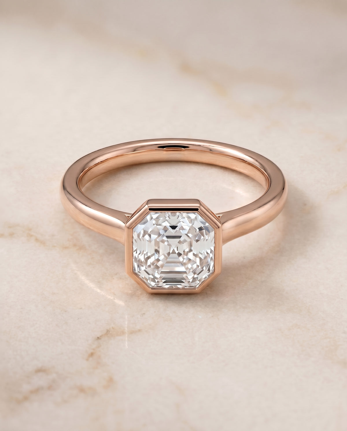 The Duran asscher engagement ring setting in 14K Rose Gold | RockHer