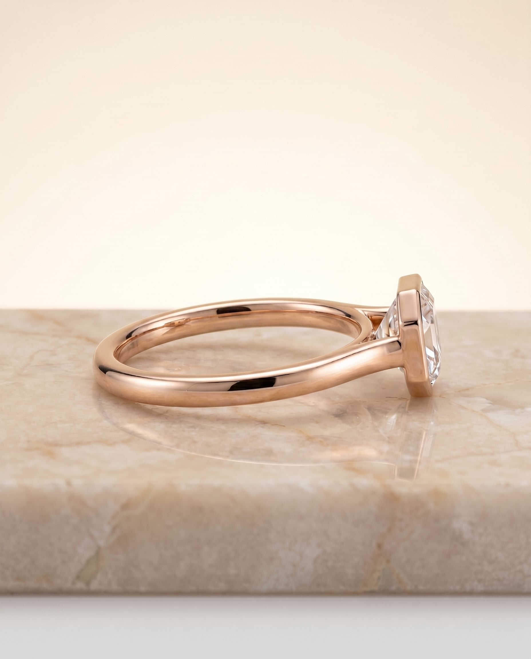 The Duran setting for asscher diamonds, made to order in 14K Rose Gold | RockHer