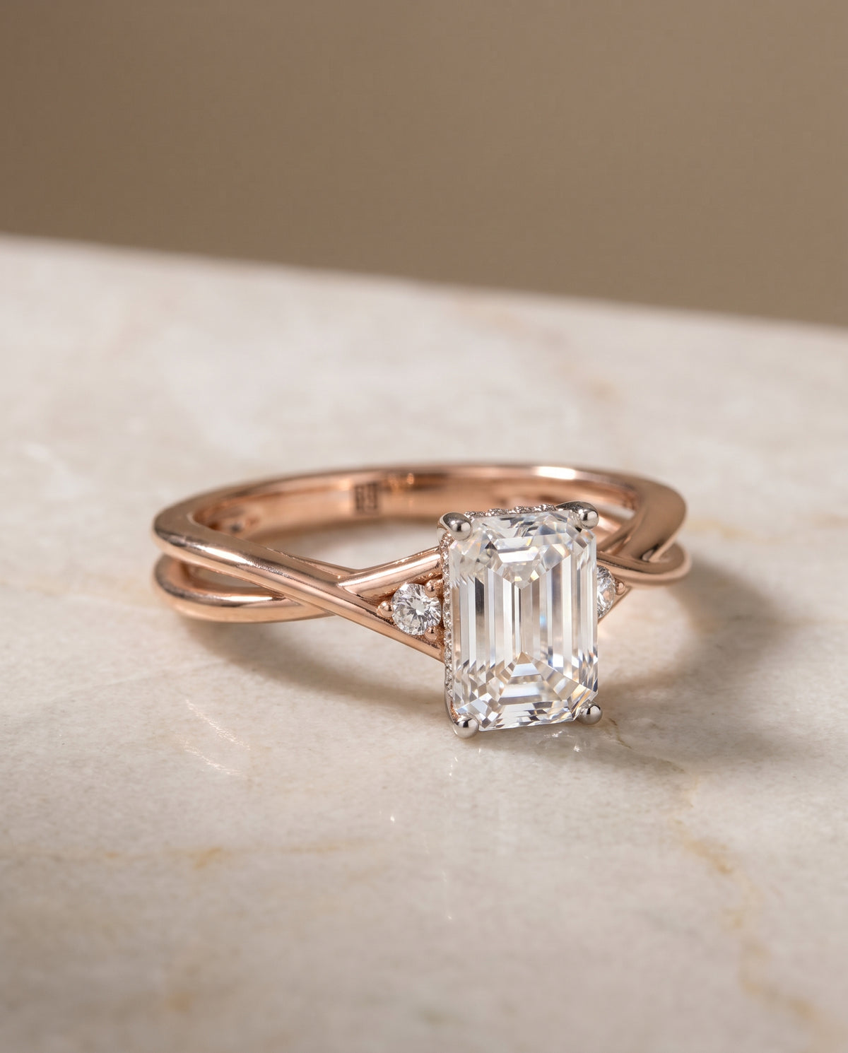 The Dusty emerald engagement ring setting in 14K Rose Gold | RockHer