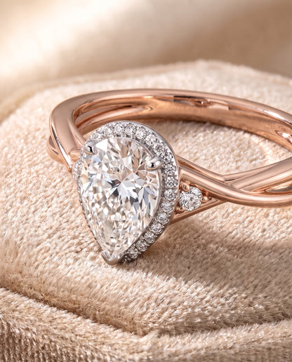 The Dusty Hidden Halo Solitaire Princess Cut Engagement Ring Setting in 14K Rose Gold