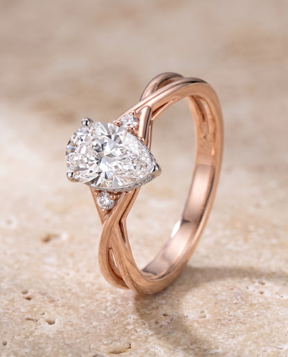 The Dusty Hidden Halo Solitaire Princess Cut Engagement Ring Setting in 14K Rose Gold