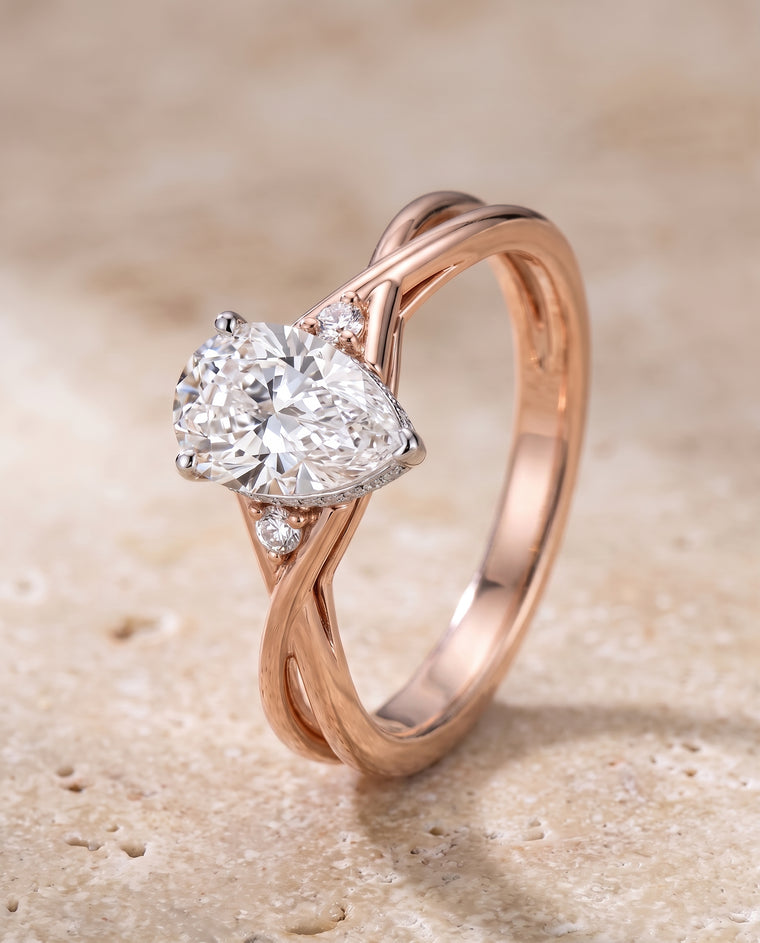 The Dusty Hidden Halo Solitaire Princess Cut Engagement Ring Setting in 14K Rose Gold