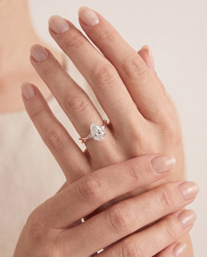The Dusty Hidden Halo Solitaire Princess Cut Engagement Ring Setting in 14K Rose Gold