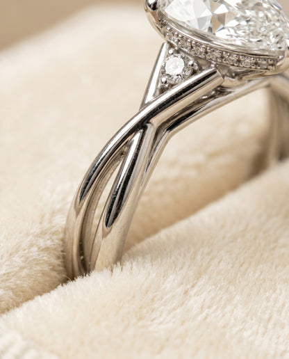 The Dusty Hidden Halo Solitaire Princess Cut Engagement Ring Setting in 18K White Gold
