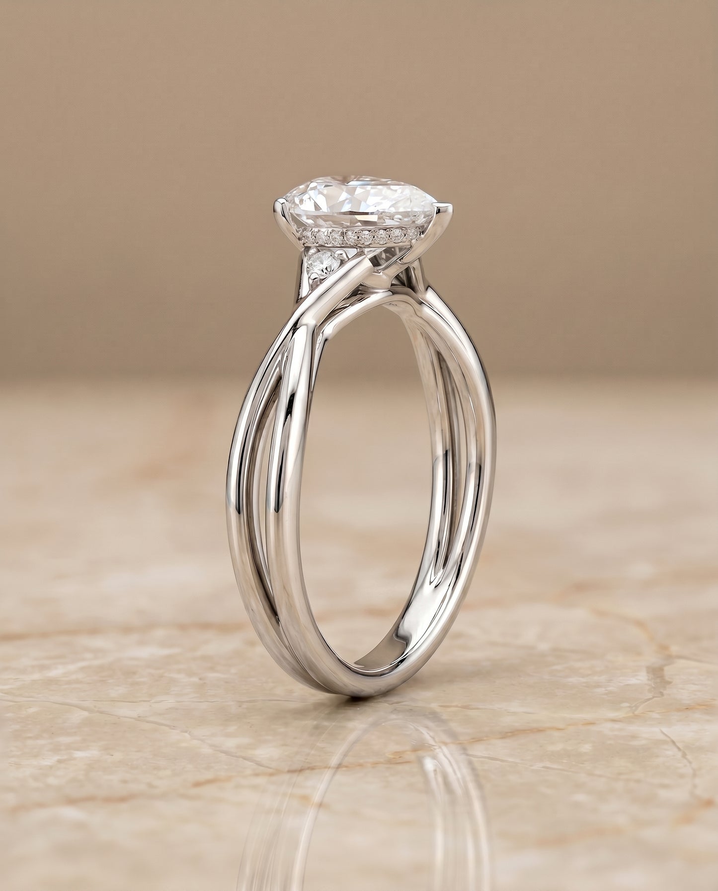 The Dusty Hidden Halo Solitaire Princess Cut Engagement Ring Setting in 18K White Gold