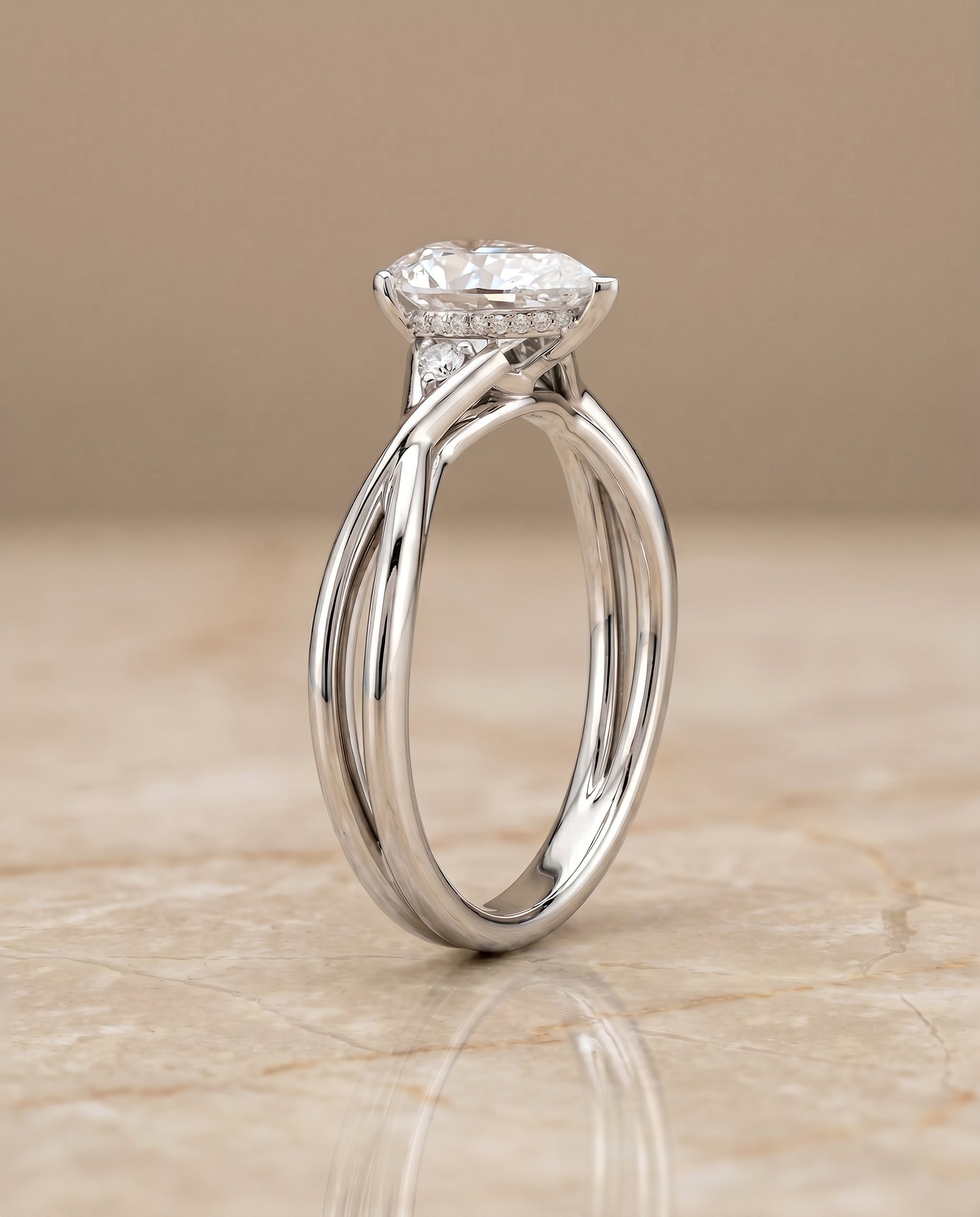 Hidden Halo Solitaire styling on The Dusty princess engagement ring setting | RockHer