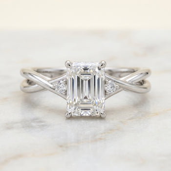The Dusty Hidden Halo Solitaire Radiant Cut Engagement Ring Setting in Platinum