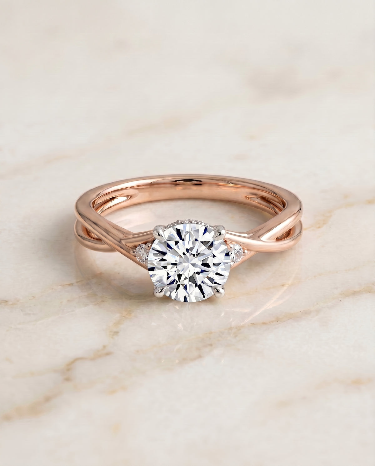 The Dusty round engagement ring setting in 14K Rose Gold | RockHer