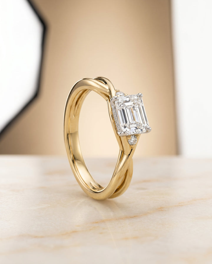 The Dusty Select Solitaire Engagement Ring with Lab Diamond in 18K Yellow Gold - view 2