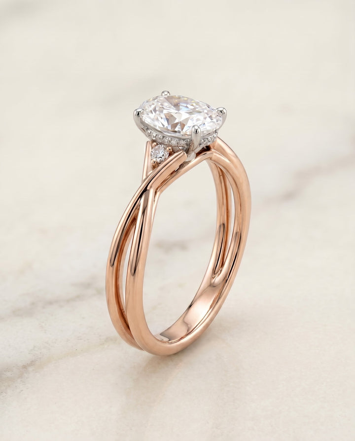The Dusty Select Solitaire Engagement Ring with Lab Diamond in 14K Rose Gold - view 5