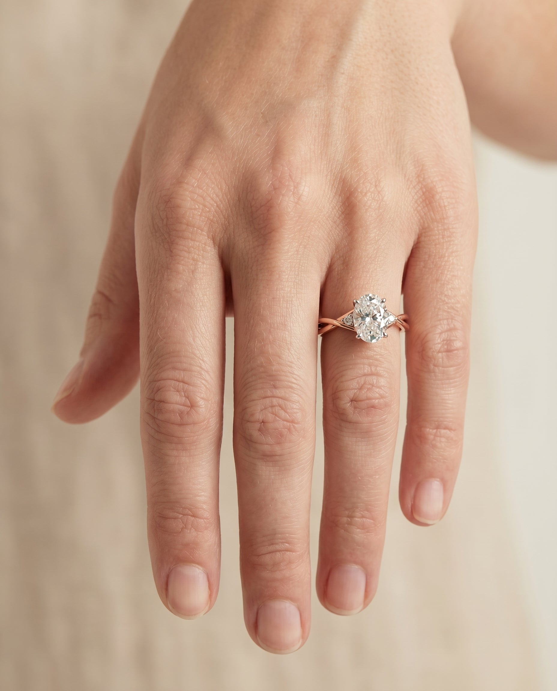 The Dusty engagement ring setting in 14K Rose Gold, hidden halo solitaire design | RockHer