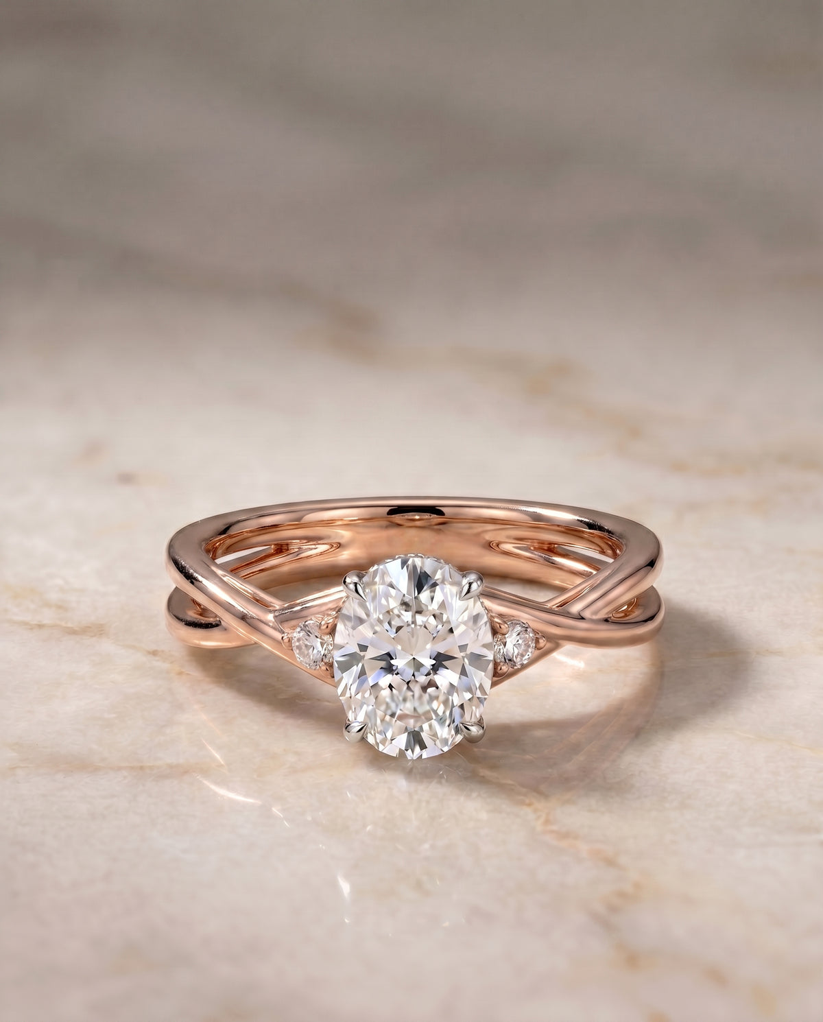 The Dusty oval engagement ring setting in 14K Rose Gold | RockHer