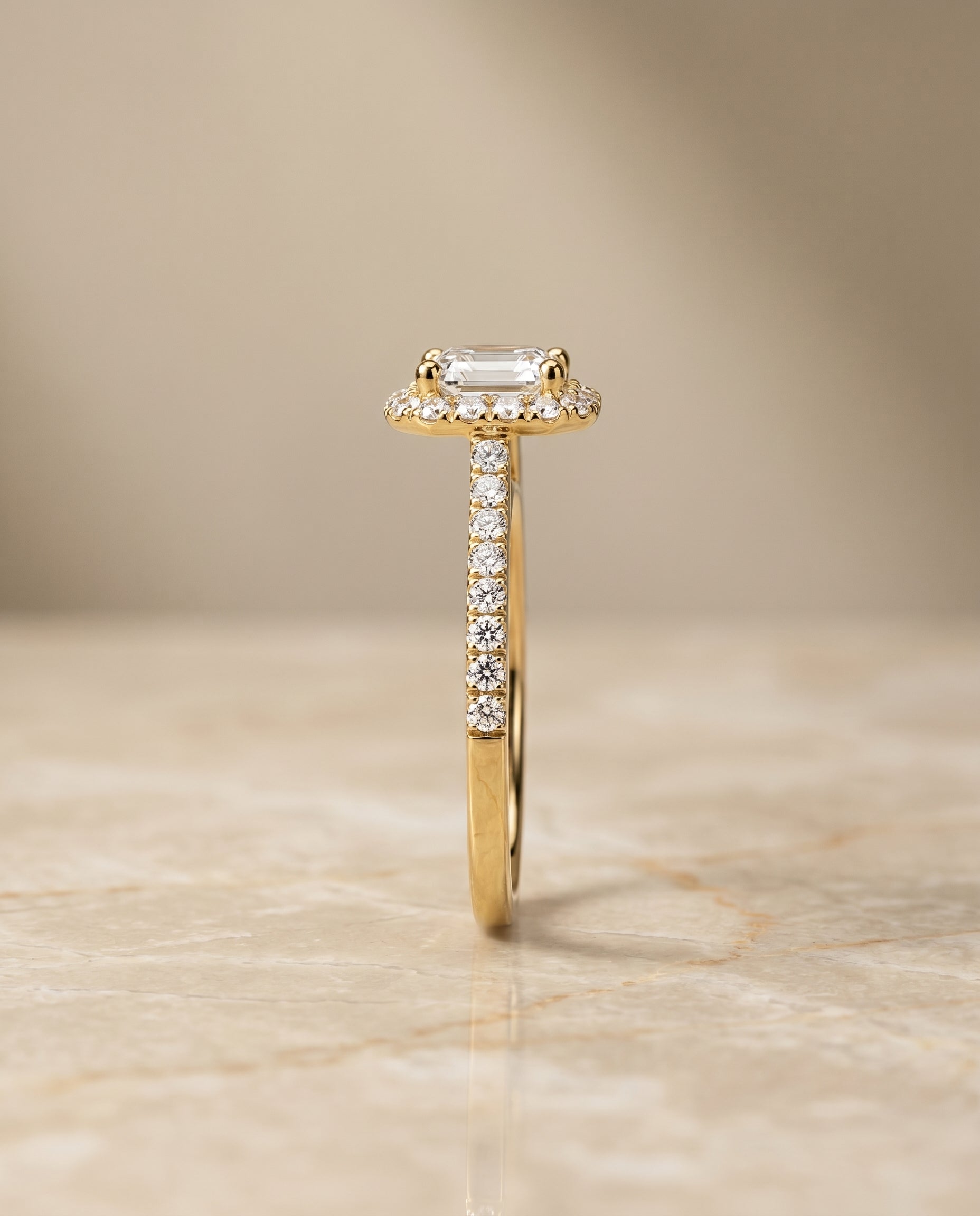 The Dylan setting for asscher diamonds, made to order in 18K Yellow Gold | RockHer