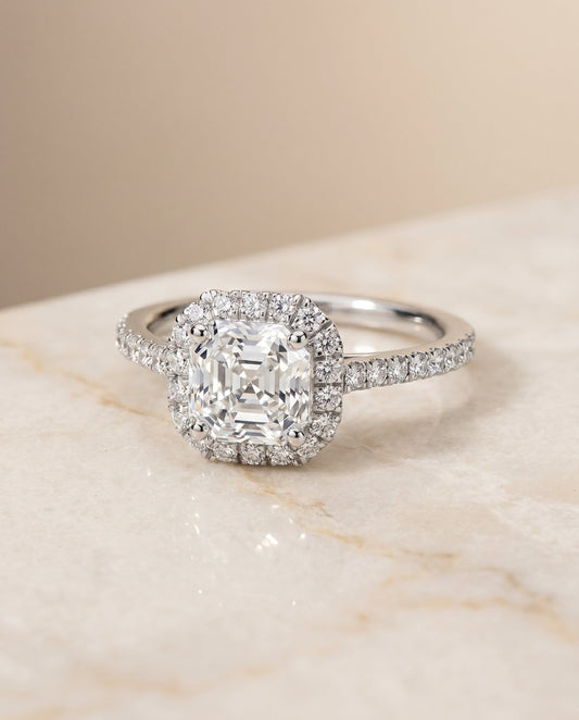 The Dylan Select Halo Engagement Ring with Lab Diamond in 18K White Gold - view 1