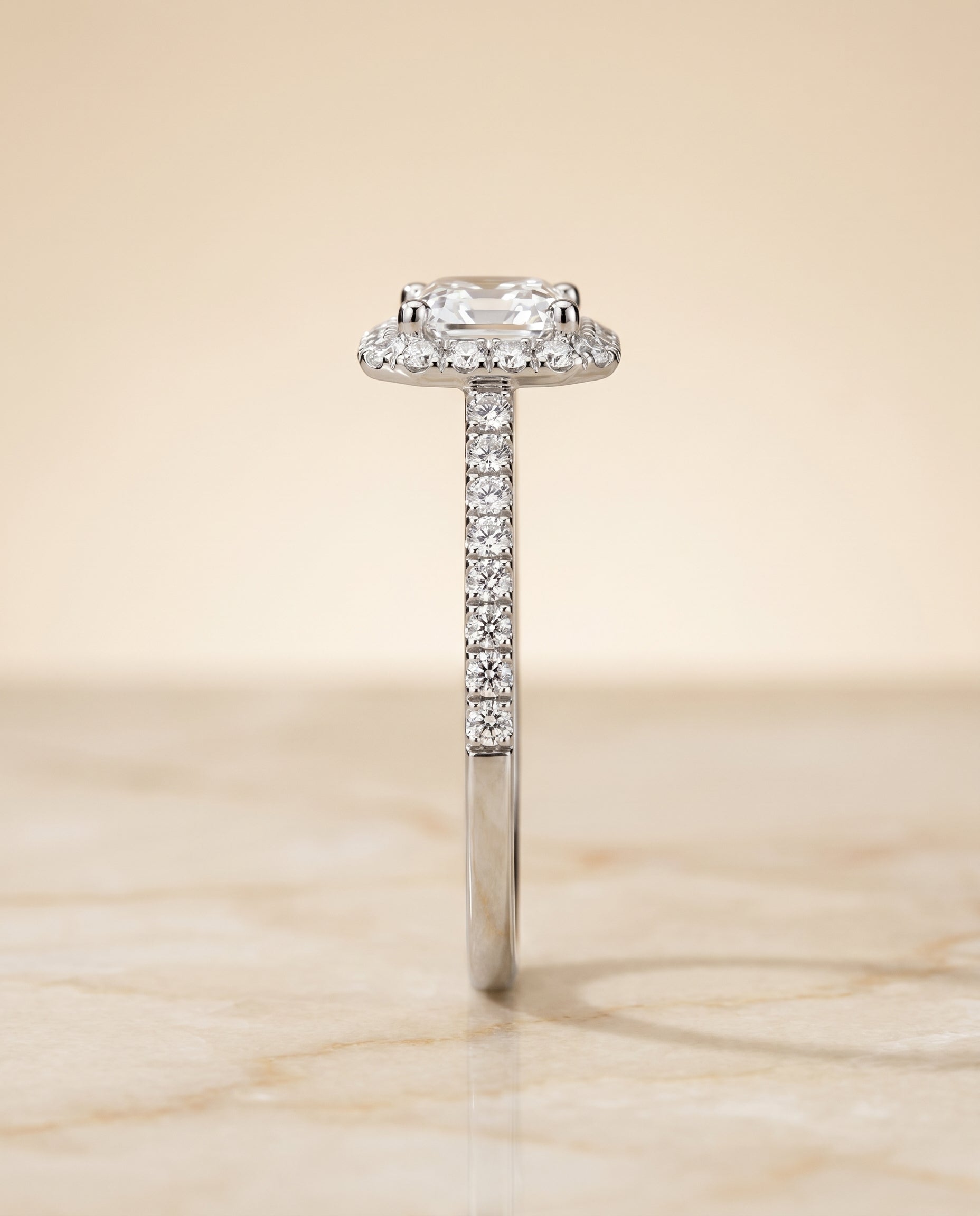 The Dylan setting for asscher diamonds, made to order in Platinum | RockHer