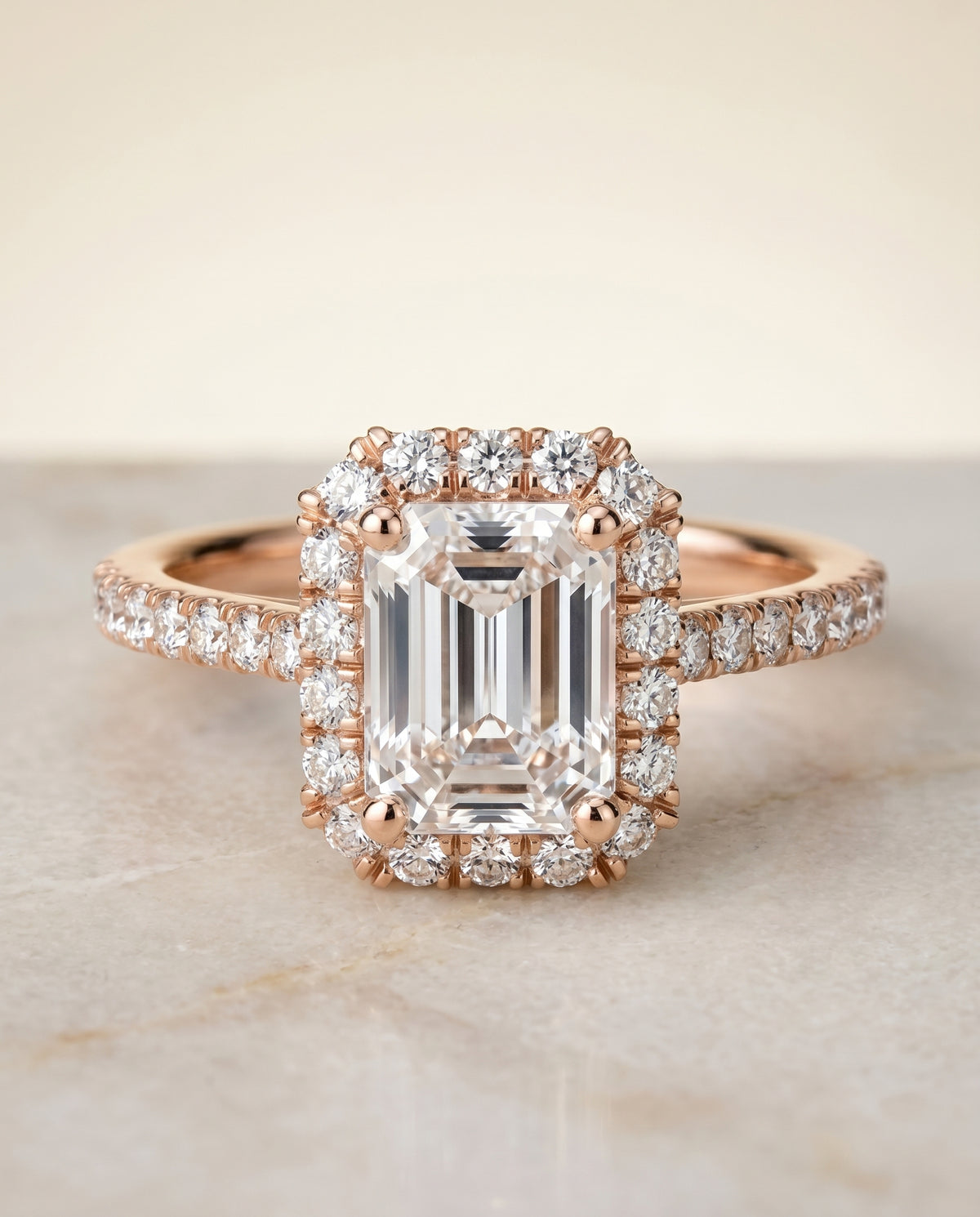 The Dylan emerald engagement ring setting in 14K Rose Gold | RockHer