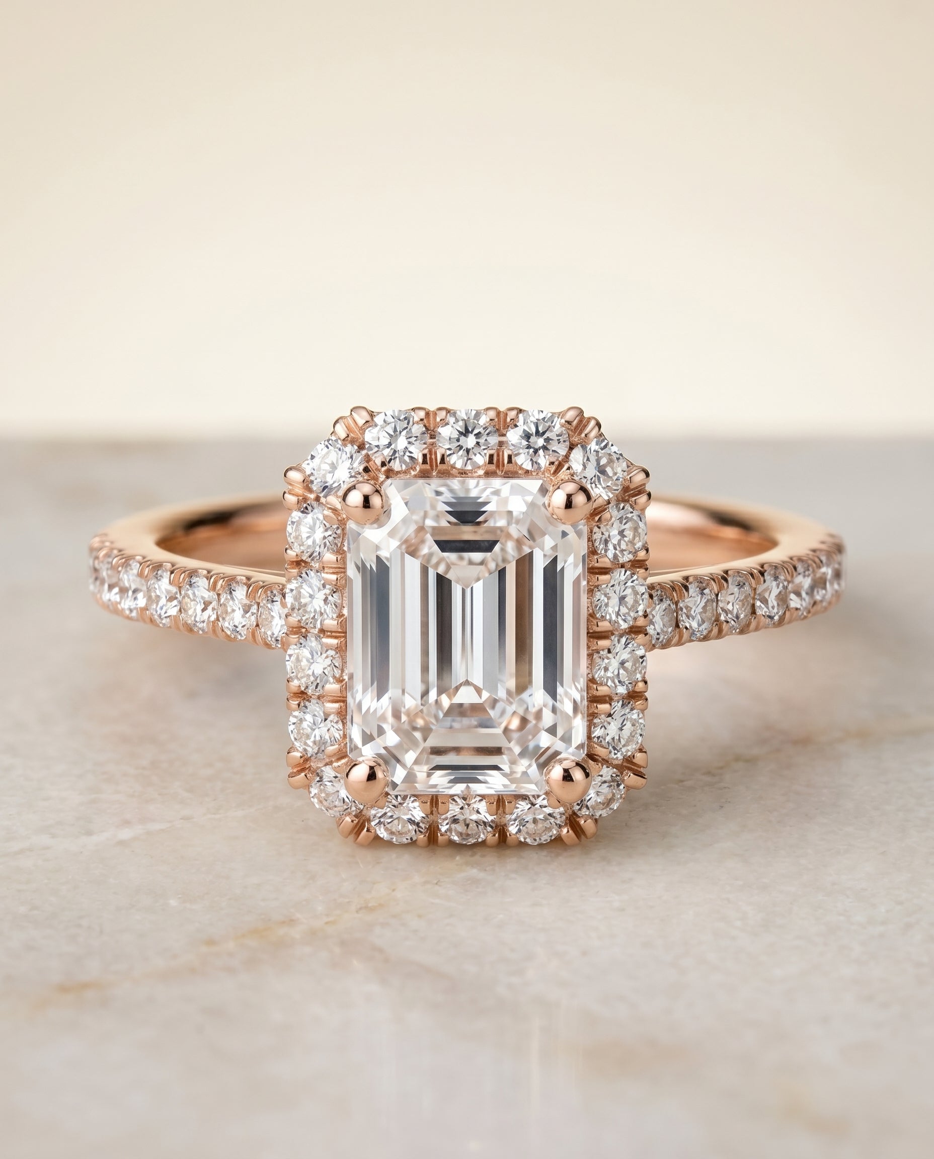 The Dylan Select Halo Engagement Ring with Lab Diamond in 14K Rose Gold - view 1