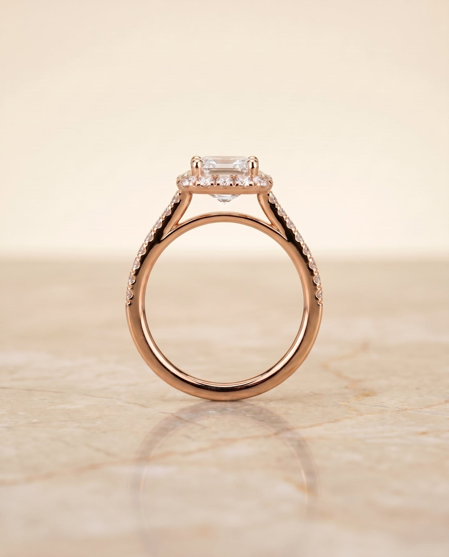 The Dylan Select Halo Engagement Ring with Lab Diamond in 14K Rose Gold - view 5