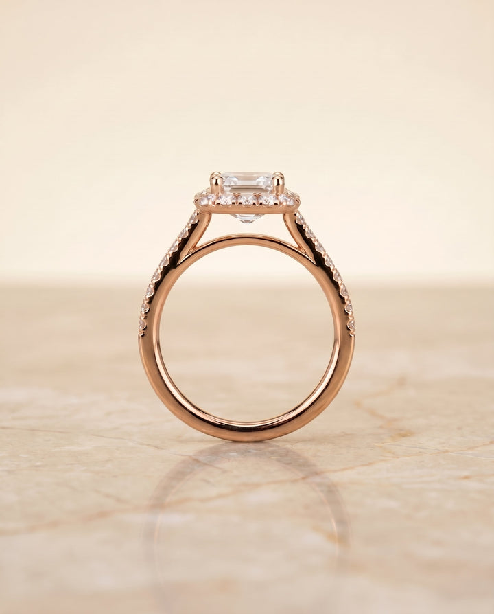 The Dylan Select Halo Engagement Ring with Lab Diamond in 14K Rose Gold - view 5