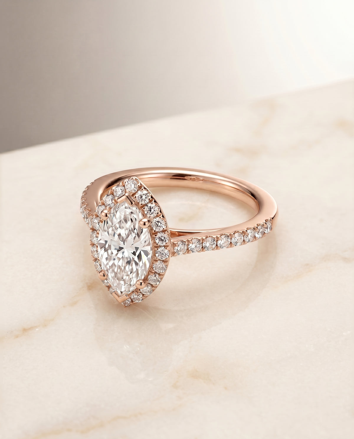The Dylan marquise engagement ring setting in 14K Rose Gold | RockHer