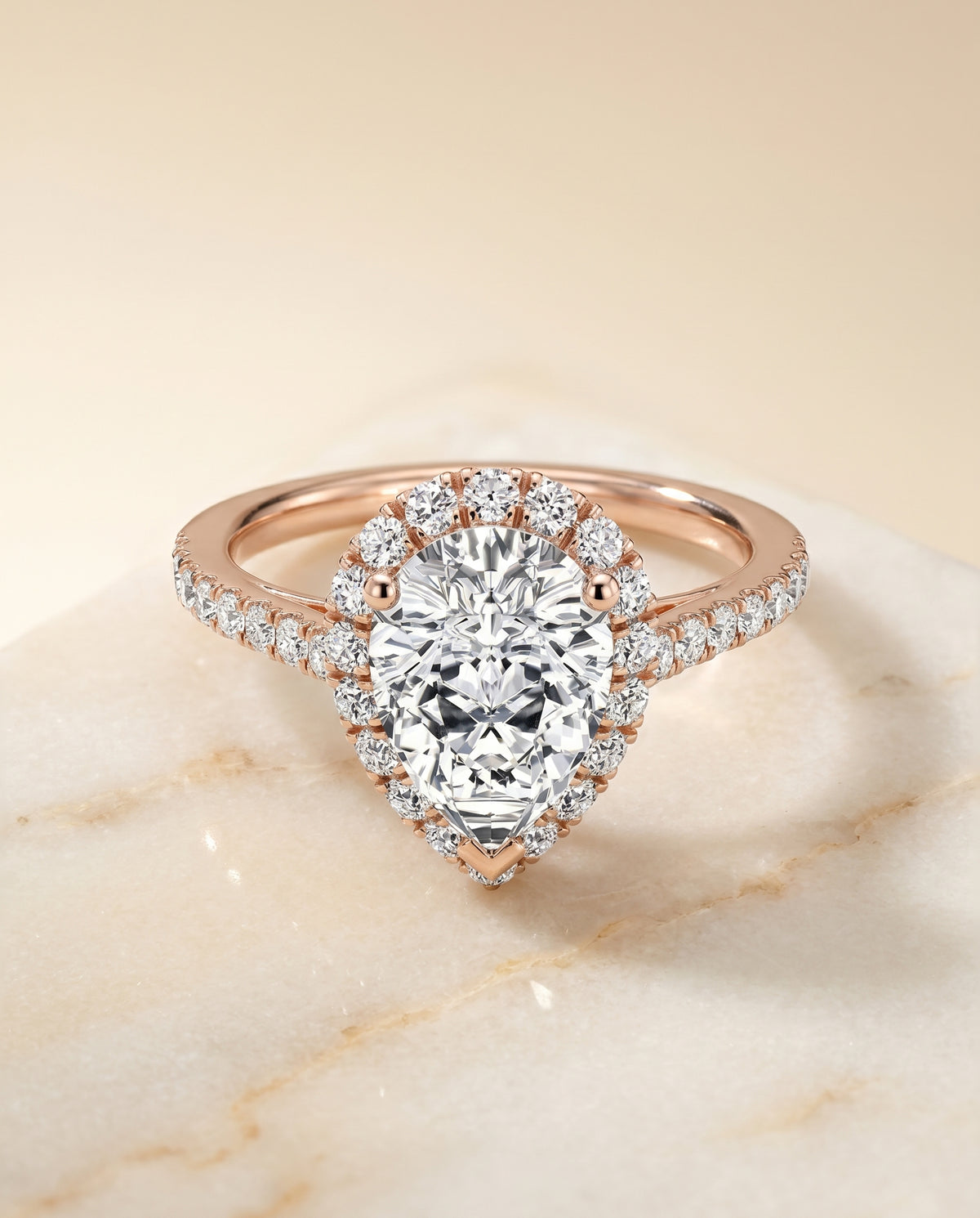 The Dylan pear engagement ring setting in 14K Rose Gold | RockHer