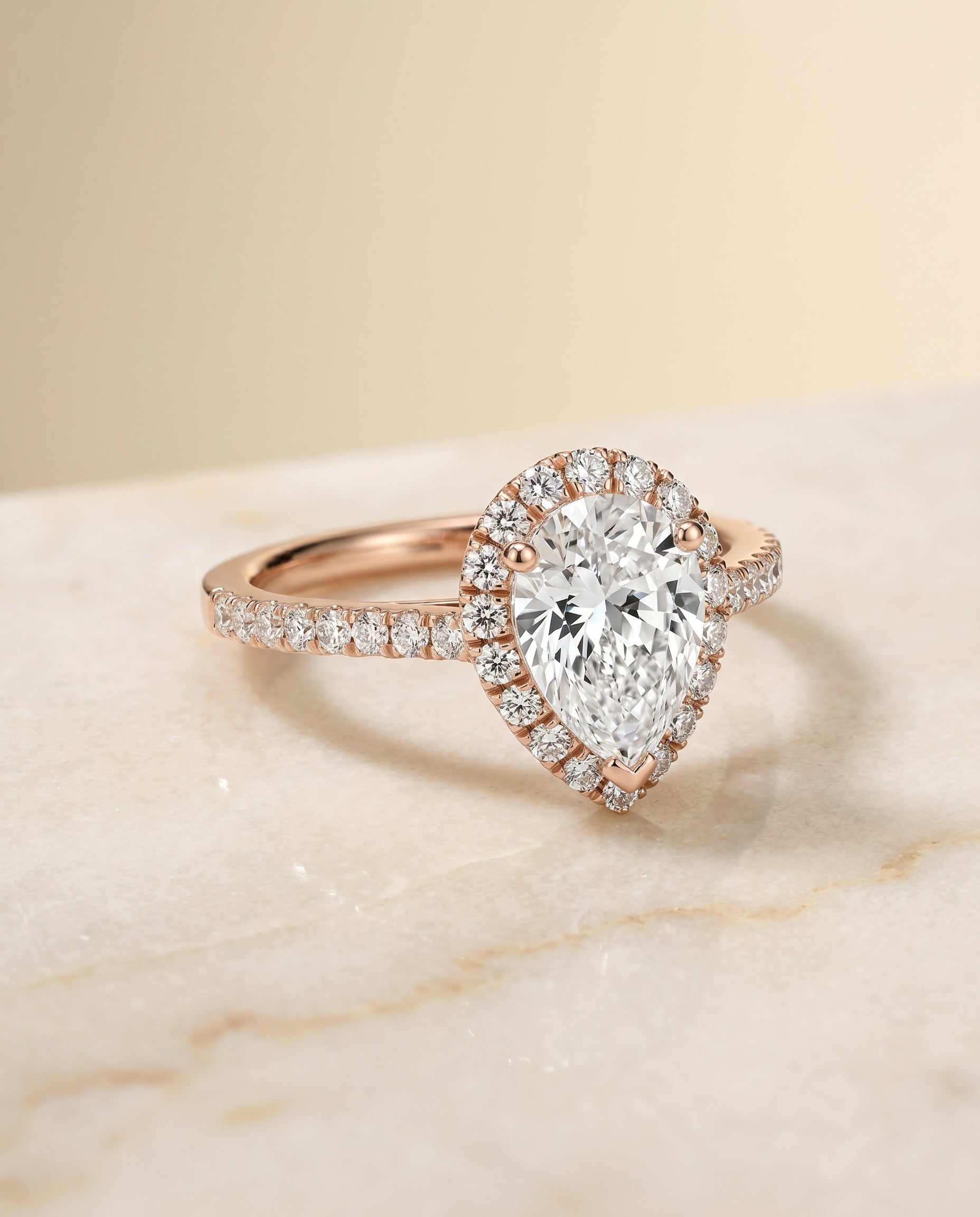 The Dylan setting for pear diamonds, made to order in 14K Rose Gold | RockHer