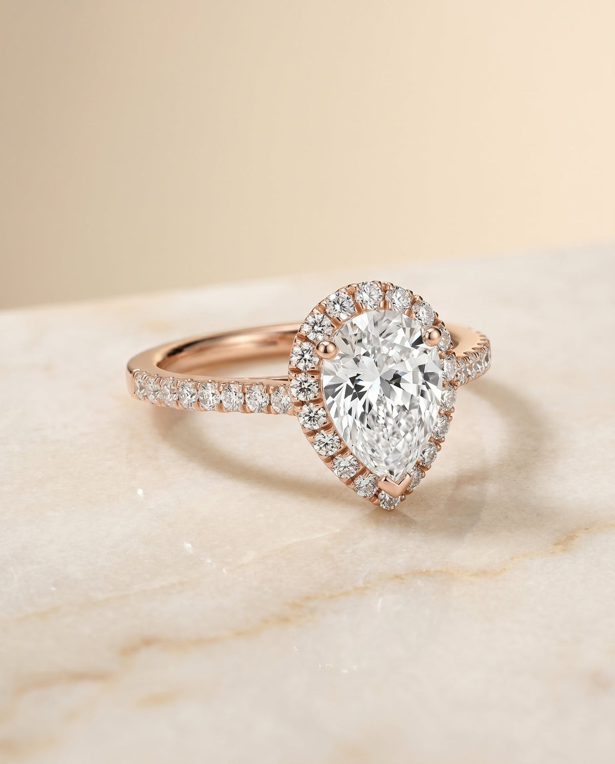 The Dylan setting for pear diamonds, made to order in 14K Rose Gold | RockHer