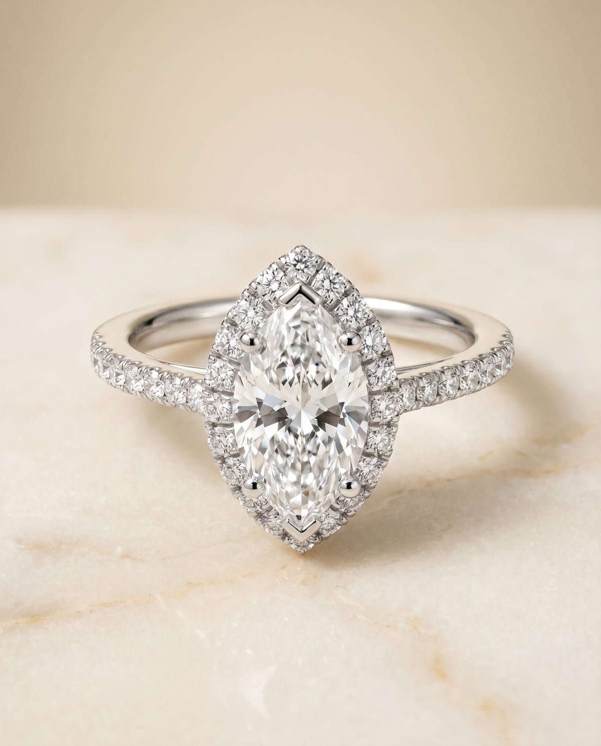 The Dylan marquise engagement ring setting in Platinum | RockHer