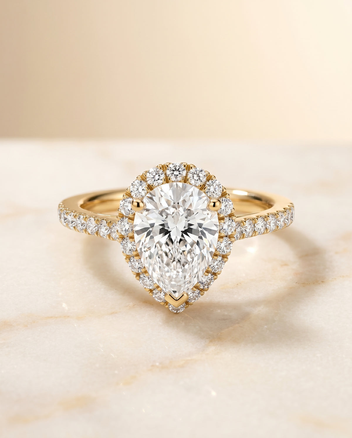 The Dylan pear engagement ring setting in 18K Yellow Gold | RockHer