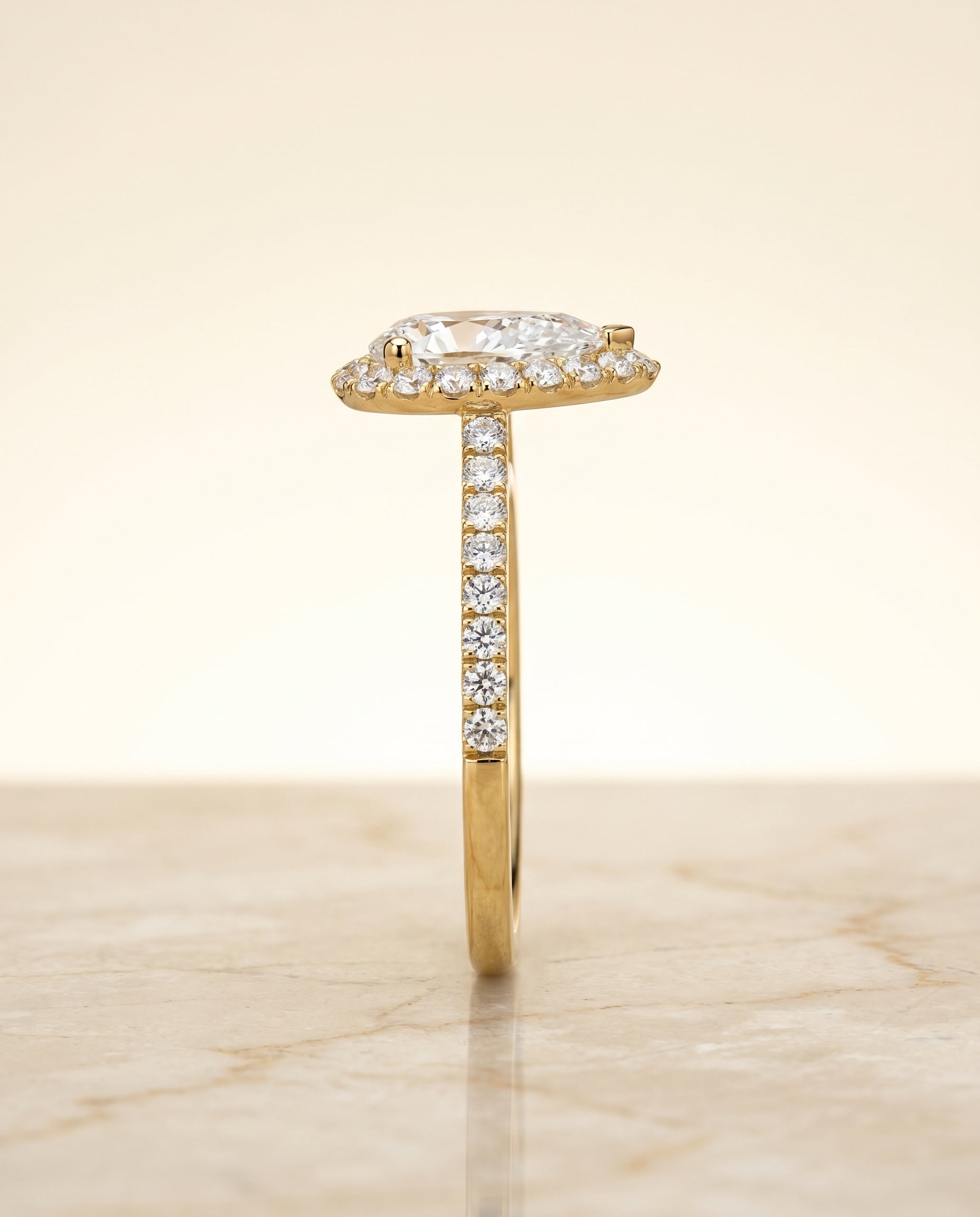 The Dylan setting for pear diamonds, made to order in 18K Yellow Gold | RockHer