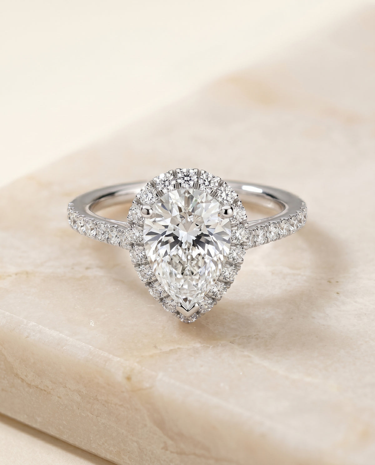 The Dylan pear engagement ring setting in Platinum | RockHer
